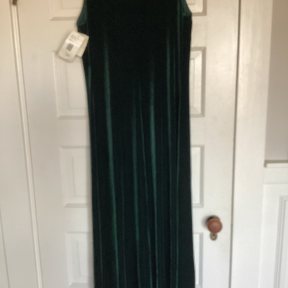 Vintage NWT Velveteen  maxi hunter green sleeveless size 12 or 14 wrinkle free - Picture 3 of 13